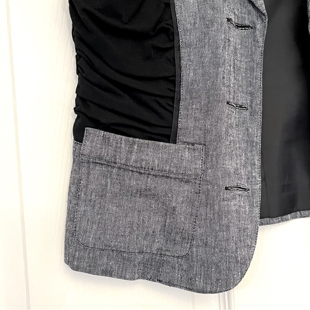 🌸3/$25 Candies Linen Blend Black & Gray Blazer Jacket with Ruching Detail Size M - Picture 6 of 16